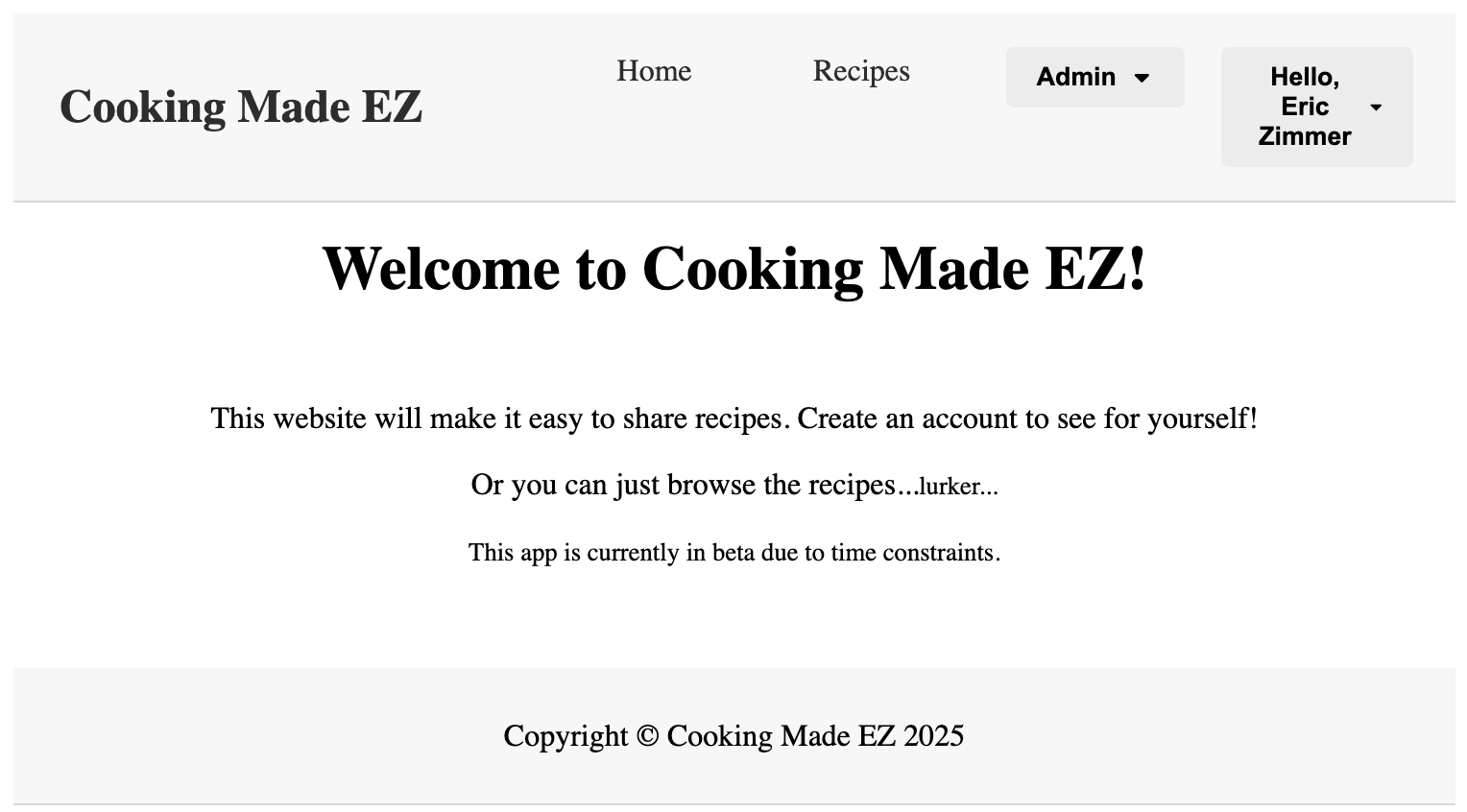 thumbnail for Cooking Made EZ! website